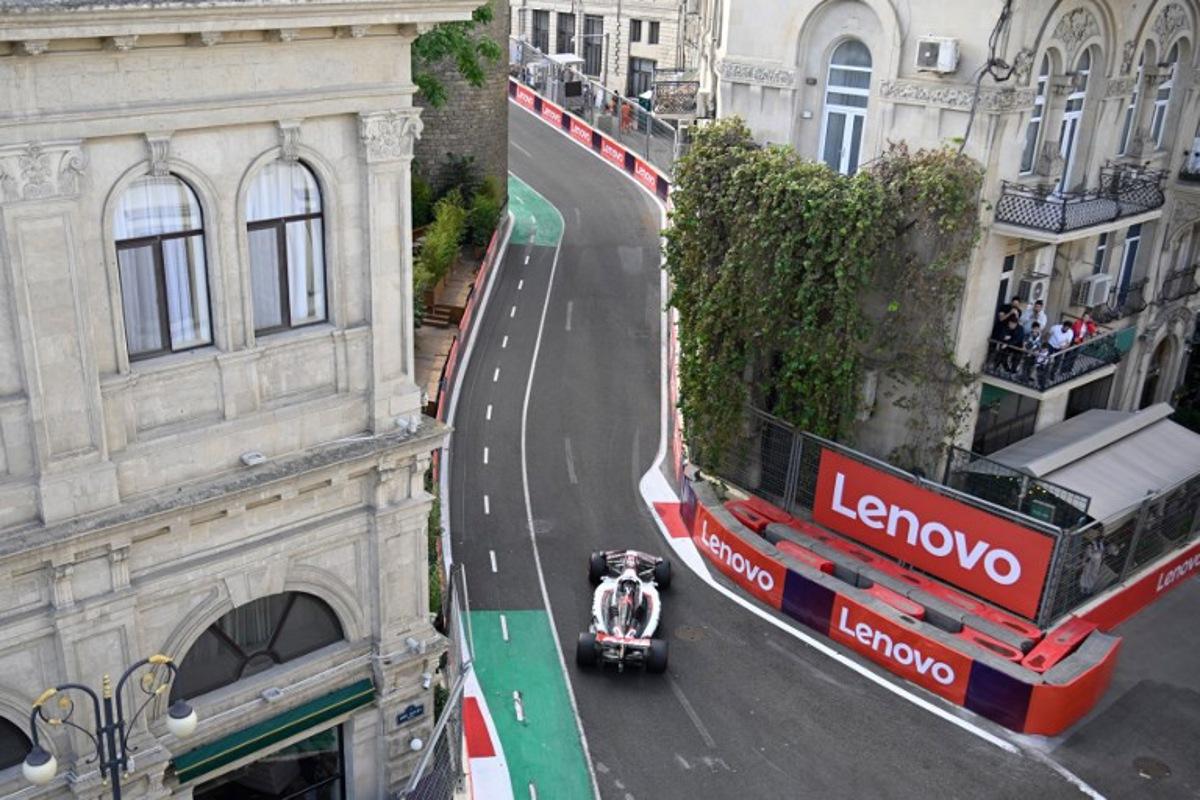 Haas F1 Team's French driver Esteban Ocon competes during a qualifying session of the Formula One Azerbaijan Grand Prix at the Baku City Circuit in Baku on September 20, 2025.  Alexander NEMENOV / AFP