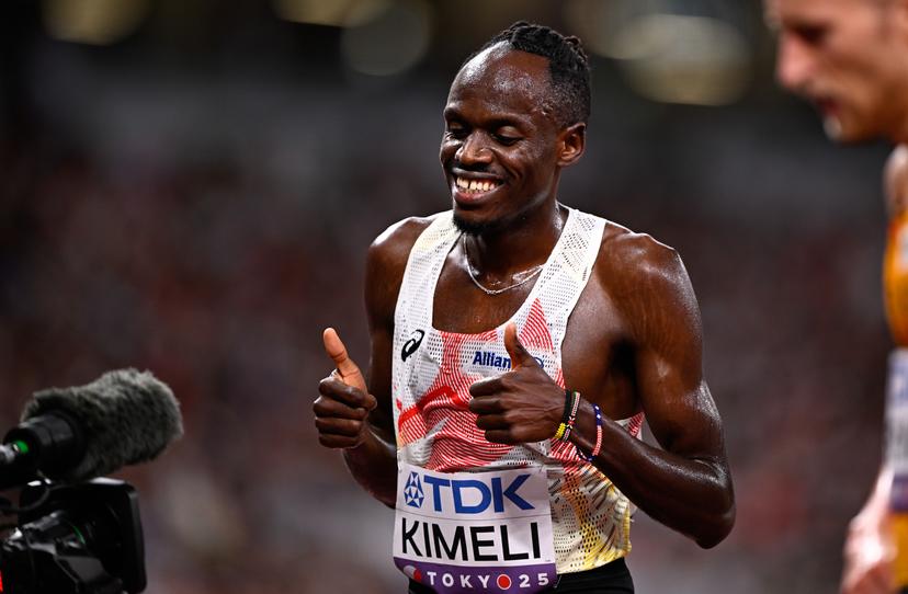 Belgian athlete Isaac Kimeli celebrates after the heats of the 5000m men, at the World Athletics Championships in Tokyo, Japan, on Thursday 18 September 2025. The outdoor Worlds are taking place from 13 to 21 September. BELGA PHOTO JASPER JACOBS