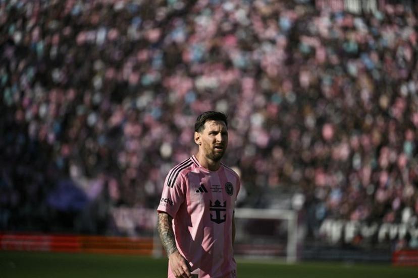 Inter Miami's Argentine forward #10 Lionel Messi looks on during the Major League Soccer (MLS) Cup final between Inter Miami and the Vancouver Whitecaps at Chase Stadium in Fort Lauderdale, Florida, on December 6, 2025.  Chandan Khanna / AFP