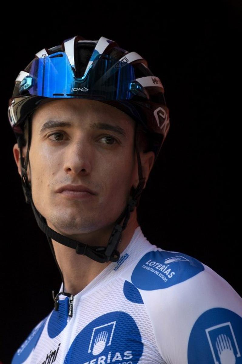 Climber ranking leader Team Lotto's Sylvain Moniquet is pictured before the start of the stage 8 of La Vuelta a Espana cycling tour, a 159 km race between Ubeda and Cazorla, on August 24, 2024.    JORGE GUERRERO / AFP