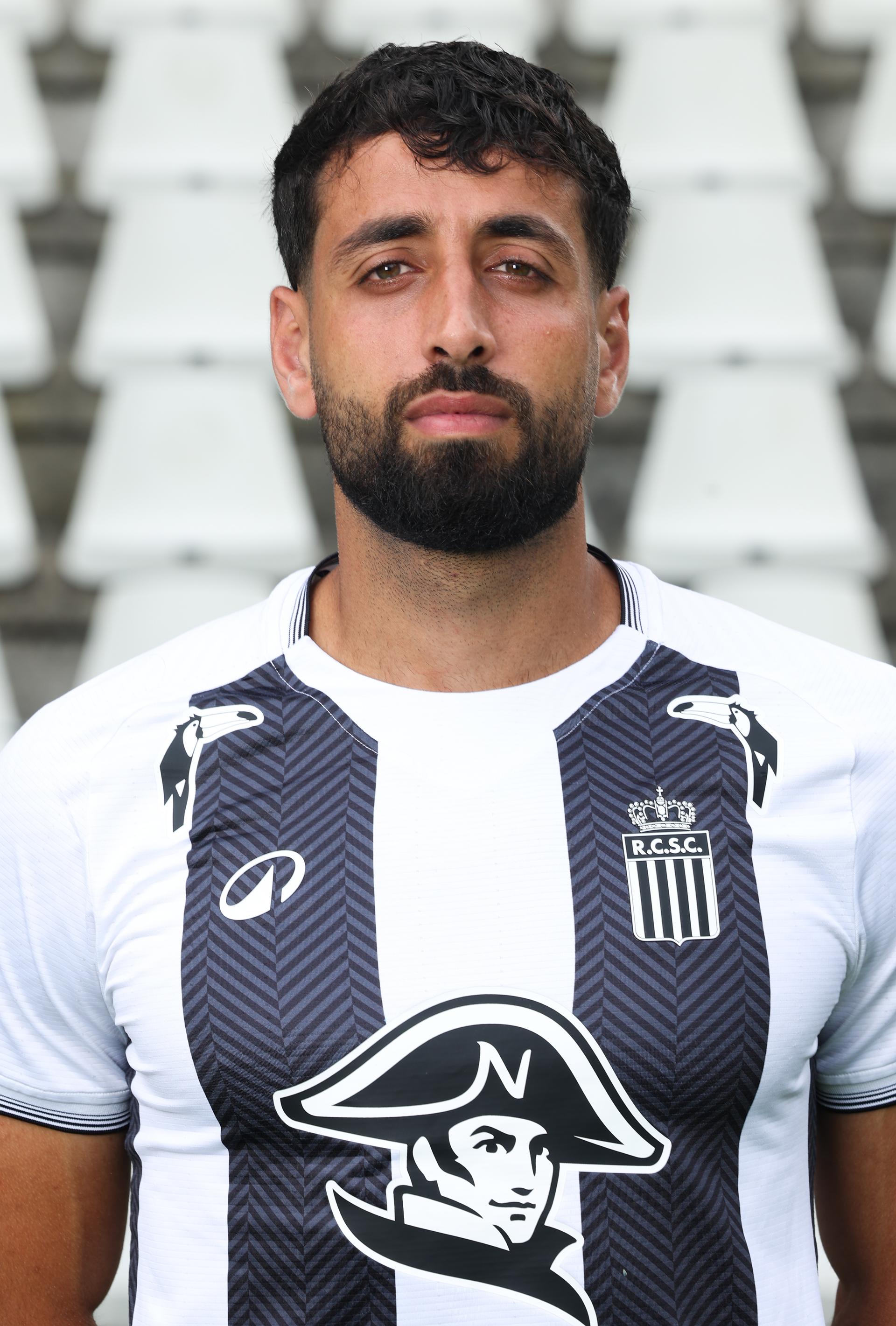 Charleroi's Oday Dabbagh poses for a portrait picture at the 2025-2026 season photoshoot of Belgian Jupiler Pro League team Sporting Charleroi, Monday 21 July 2025 in Charleroi. BELGA PHOTO VIRGINIE LEFOUR
