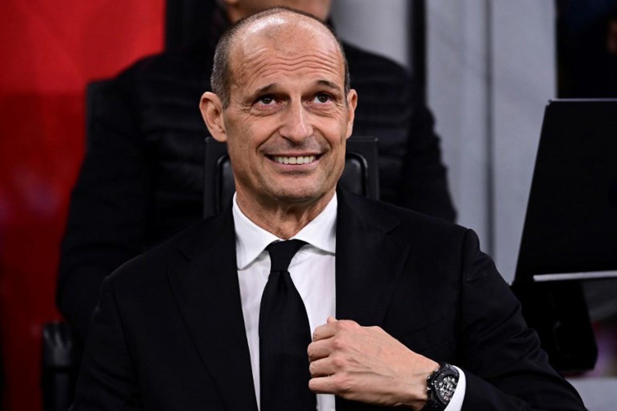 AC Milan's Italian coach Massimiliano Allegri looks on ahead of the Italian Serie A football match between AC Milan and Atalanta Bergamo at San Siro Stadium in Milan on May 10, 2026.  Piero CRUCIATTI / AFP