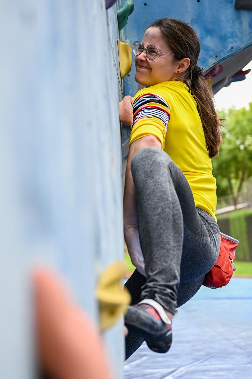 Belgian climber Chloe Caulier pictured in action during a training camp organized by the BOIC-COIB Belgian Olympic Committee in Belek Turkey, Saturday 19 November 2022. The stage takes place from 12 to 27 November. BELGA PHOTO LAURIE DIEFFEMBACQ