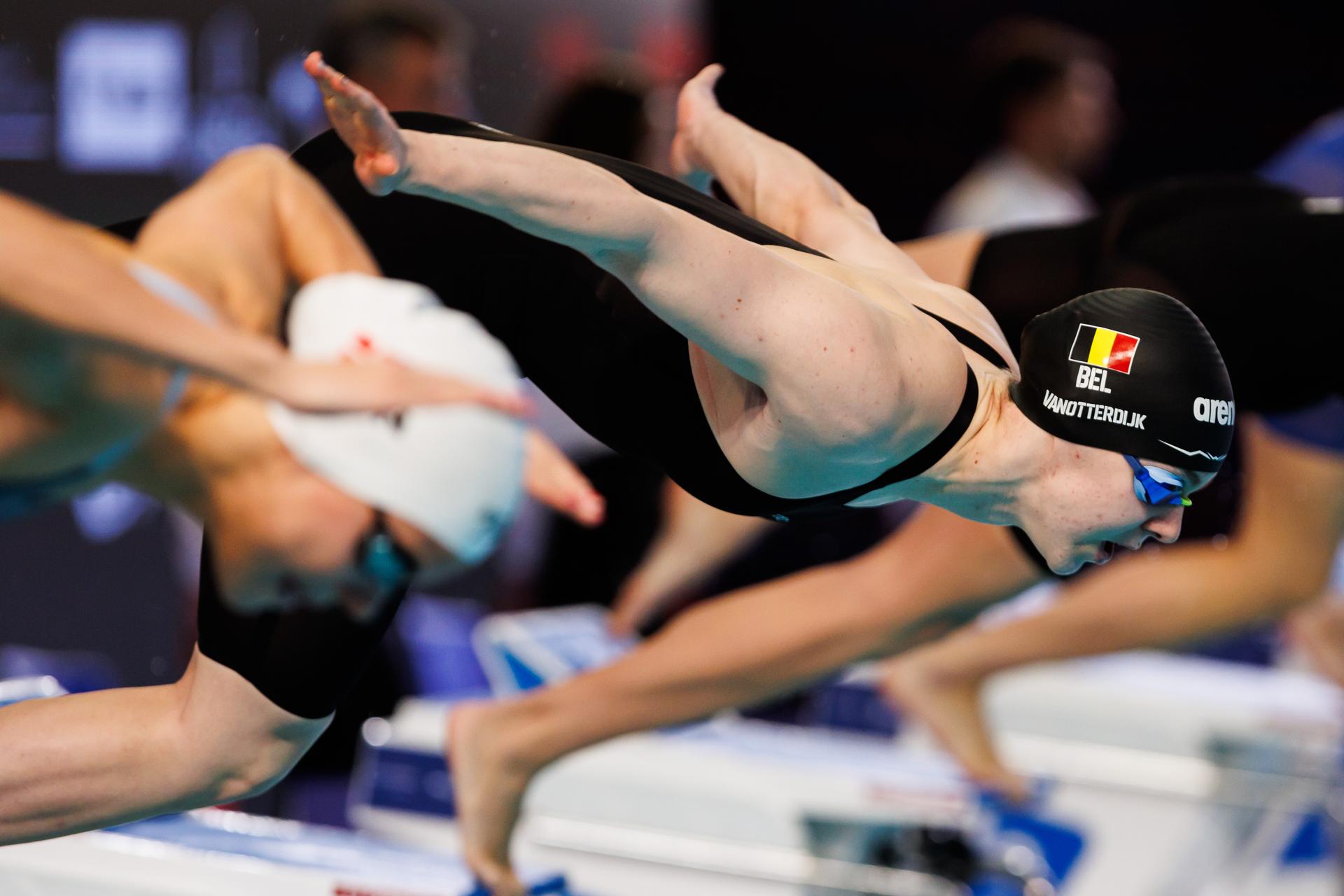 Roos Vanotterdijk of Belgium competes in women's 100 meters butterfly final during the European Aquatics Short Course Swimming Championships in Lublin, Poland, on Friday 05 December 2025. BELGA PHOTO NIKOLA KRSTIC