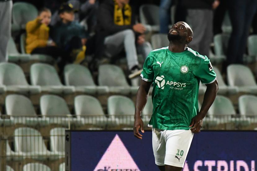 Lommel's Igor Vetokele looks dejected during a soccer match between Lommel SK and Lierse SK, in Lommel, on day 6 of the 2024-2025 'Challenger Pro League' 1B second division of the Belgian championship, Saturday 28 September 2024. BELGA PHOTO JILL DELSAUX