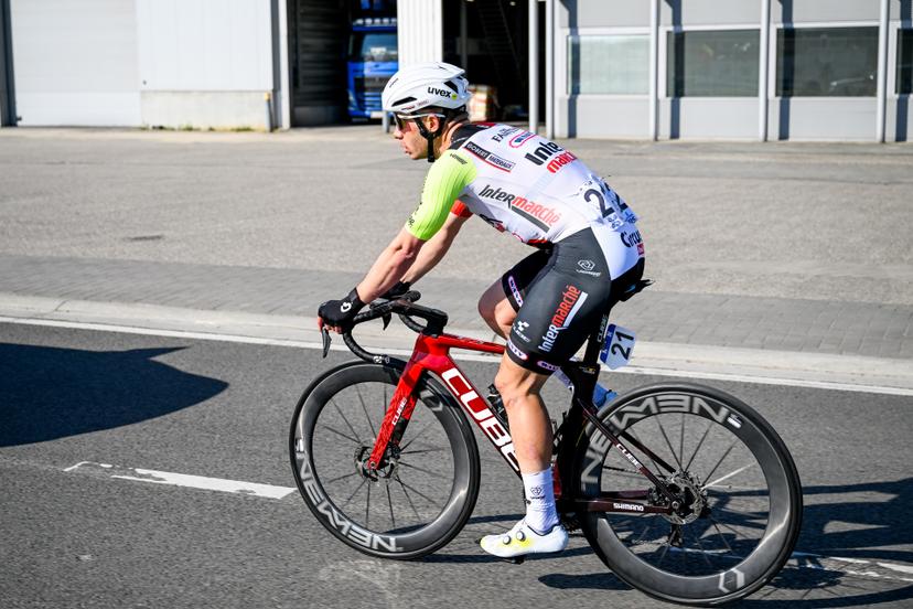 Belgian Gerben Thijssen of Intermarche-Wanty pictured in action during the men's race of the 113th edition of the 'Scheldeprijs' one day cycling event, 202,8 km from Terneuzen, the Netherlands to Schoten, Belgium on Wednesday 09 April 2025. BELGA PHOTO TOM GOYVAERTS