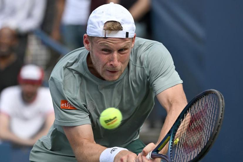 Gauthier Onclin of Belgium plays against Nikoloz Basilashvili of Georgia during the Men's Qualifying Singles Round 1 of the 2025 US Open tournament, at the USTA Billie Jean King National Tennis Center in Flushing Meadow-Corona Park, in the Queens borough of New York, NY, August 18, 2025. (Photo by Anthony Behar/SipaUSA)