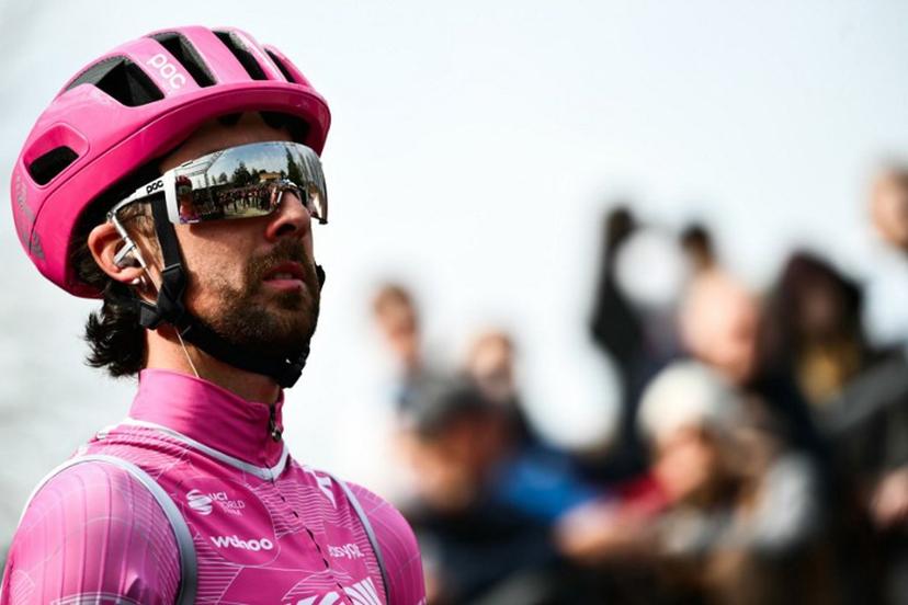 EF Education-EasyPost's Irish Ben Healy looks on ahead of the 20th one-day classic 'Strade Bianche' (White Roads) men's cycling race between Siena and Siena in Tuscany on March 7, 2026.  Marco BERTORELLO / AFP