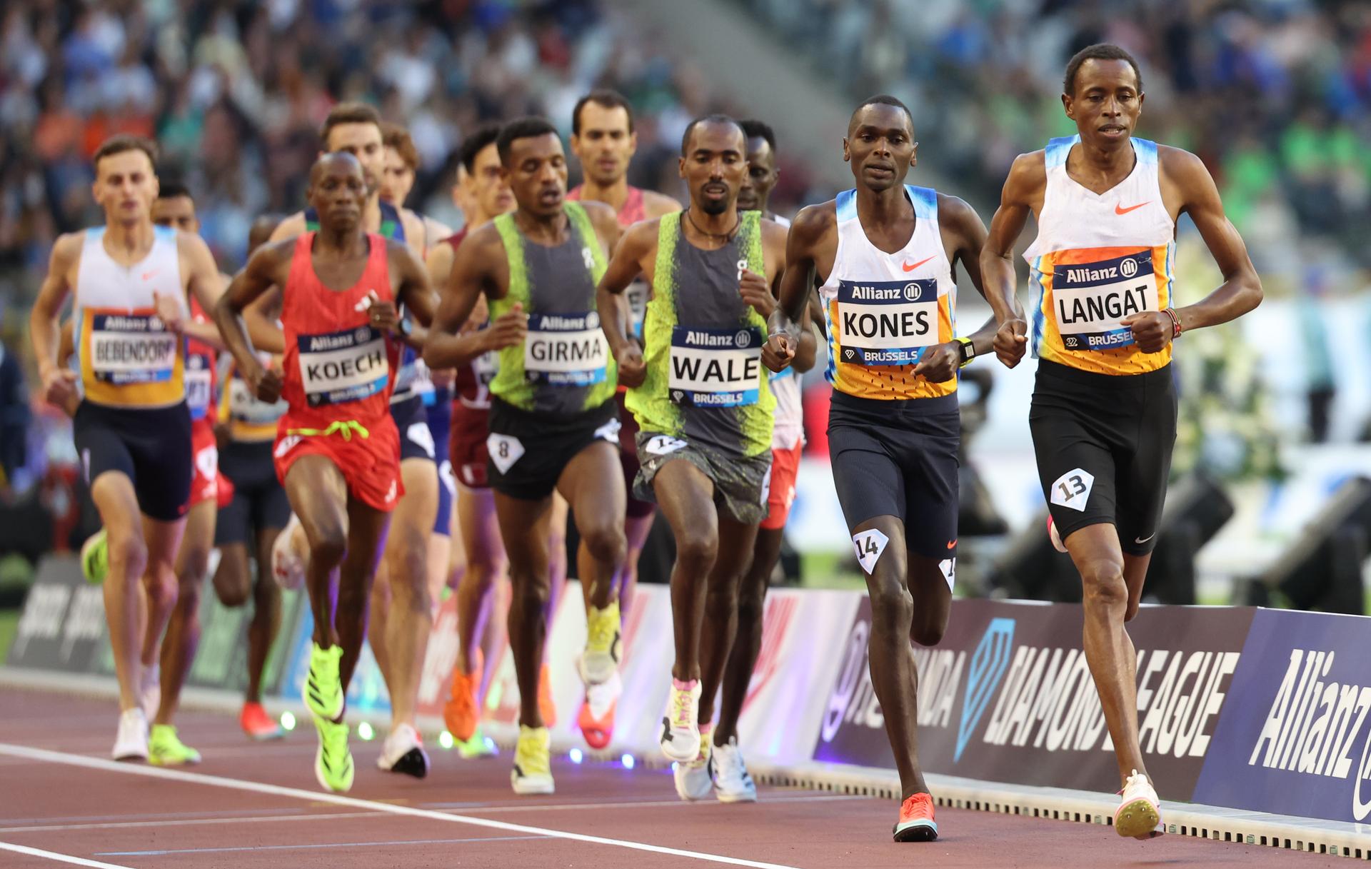 Kenyan Wesley Langat pictured in action during the 49th edition of the Memorial Van Damme Diamond League athletics event in Brussels, Friday 22 August 2025. BELGA PHOTO VIRGINIE LEFOUR