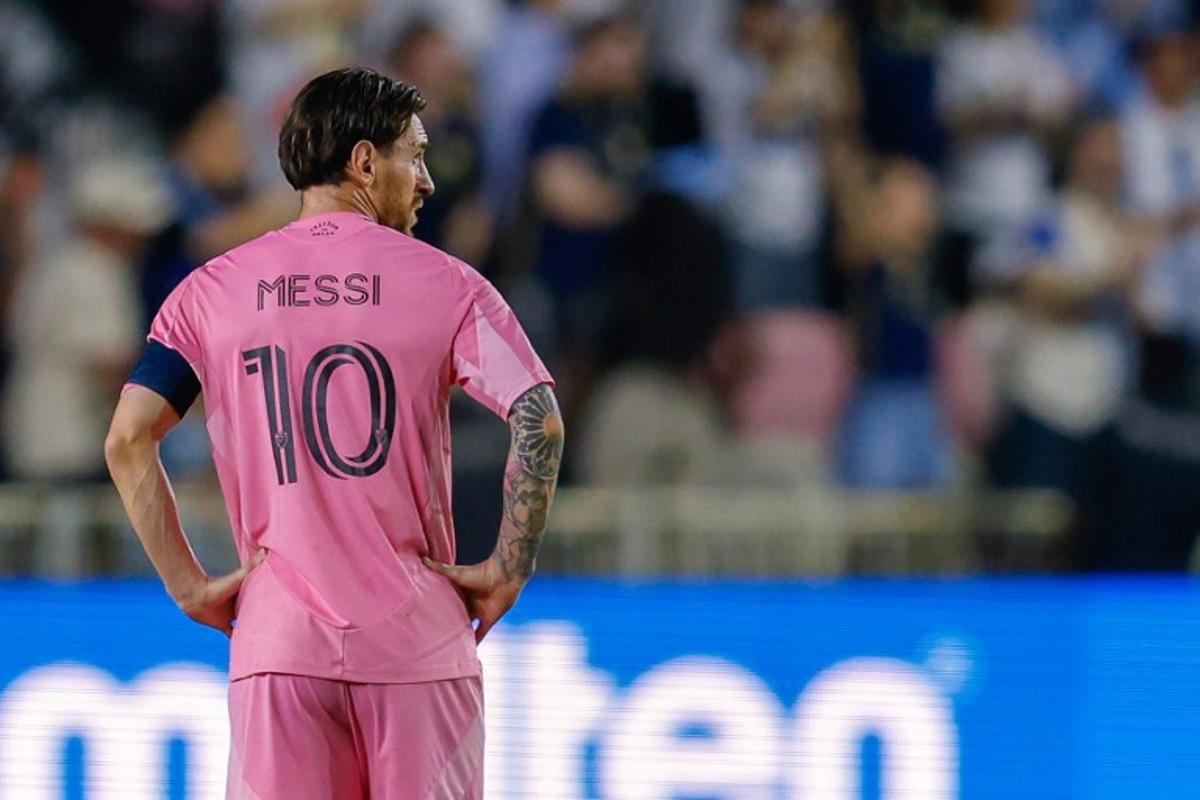 Inter Miami's Argentine forward #10 Lionel Messi looks on during the CONCACAF Champions Cup semifinal football match between Inter Miami FC and the Vancouver Whitecaps FC, at Chase Stadium in Fort Lauderdale, Florida on April 30, 2025.  Chris Arjoon / AFP