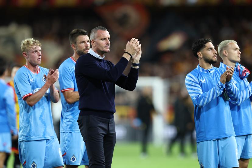 Club's head coach Nicky Hayen looks dejected after a soccer match between KV Mechelen and Club Brugge, Friday 01 August 2025 in Mechelen, on day 2 of the 2025-2026 'Jupiler Pro League' first division of the Belgian championship. BELGA PHOTO BRUNO FAHY