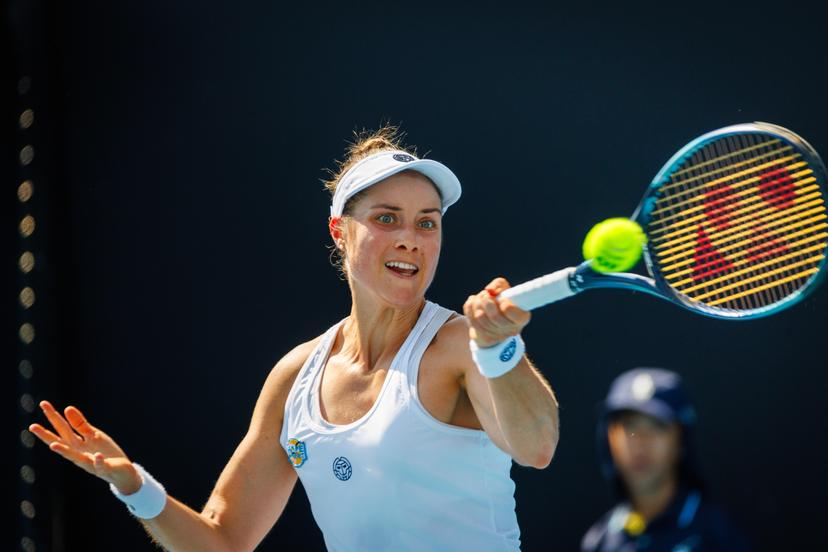 Belgian Marie Benoit pictured during a women's qualifying singles second round game between Belgian Marie Benoit and Polish Maja Chwalinska, at the 'Australian Open' Grand Slam tennis tournament, Wednesday 08 January 2025 in Melbourne Park, Melbourne, Australia. The 2025 edition of the Australian Grand Slam takes place from January 12th to January 26th. Benoit lost her second game 1-6, 6-3, 1-6. BELGA PHOTO PATRICK HAMILTON