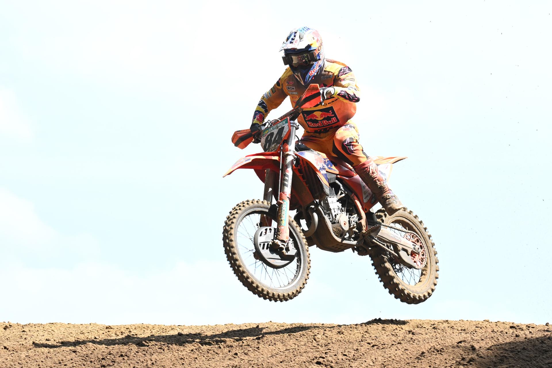 Dutch Jeffrey Herlings is pictured in action during the Belgian Championships motocross at Keiheuvel, in Balen, Thursday 15 August 2024. BELGA PHOTO MAARTEN STRAETEMANS