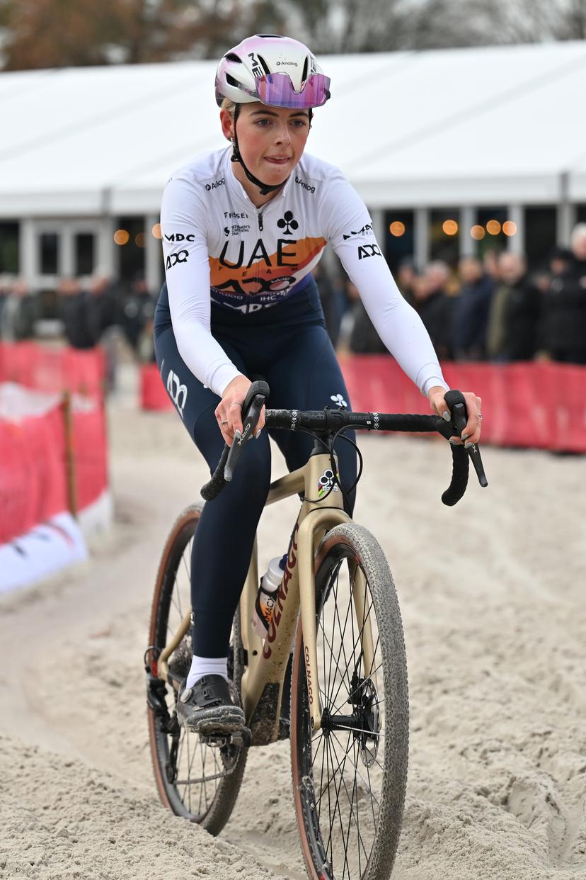 Febe Jooris pictured in action during the 'Boonen and Friends' cyclocross cycling event for charity, Saturday 29 November 2025 in Mol. BELGA PHOTO LUC CLAESSEN