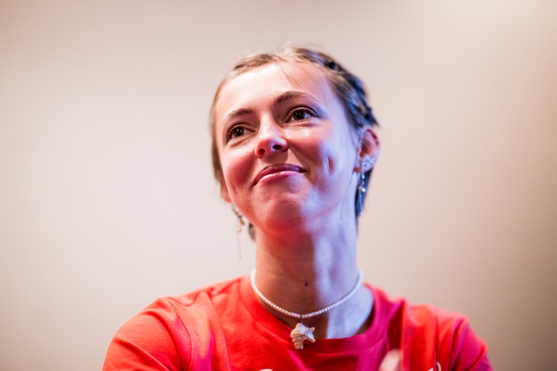 Belgian Rani Rosius talks to the press during a press conference before the World Athletics Championships in Tokyo, Japan, on Thursday 11 September 2025. The outdoor Worlds are taking place from 13 to 21 September. BELGA PHOTO JASPER JACOBS