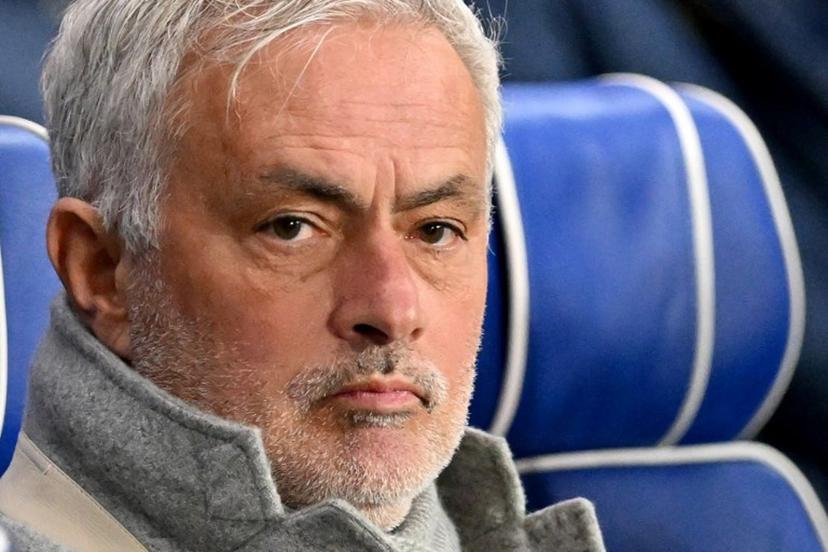 Fenerbahce's Portuguese head coach Jose Mourinho looks on before the UEFA Europa League second-leg round of 16 football match between Rangers and Fenerbahce SK at the Ibrox Stadium in Glasgow on March 13, 2025.  ANDY BUCHANAN / AFP