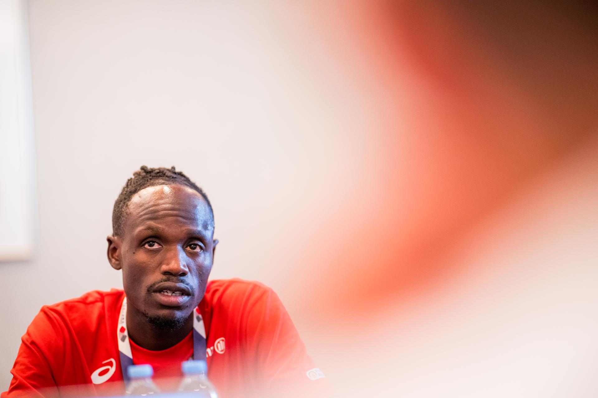 Belgian Isaac Kimeli pictured during a press conference at the World Athletics Championships in Tokyo, Japan, on Tuesday 16 September 2025. The outdoor Worlds are taking place from 13 to 21 September. BELGA PHOTO JASPER JACOBS