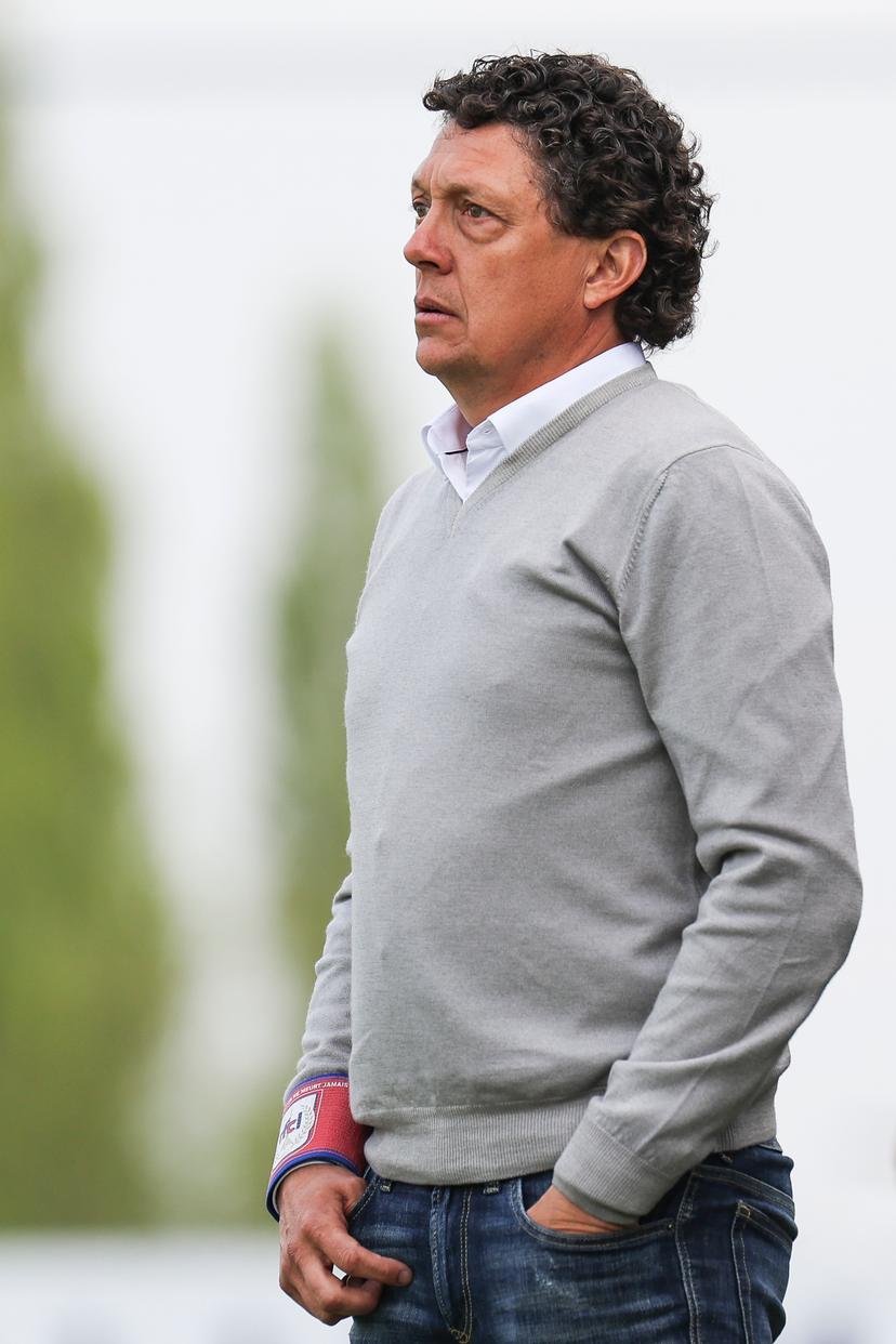 Liege's head coach Gaetan Englebert pictured during a soccer match between RFC Liege and Jong Genk, Sunday 13 April 2025 in Liege, on day 29 of the 2024-2025 'Challenger Pro League' 1B second division of the Belgian championship. BELGA PHOTO NATACHA FREISEN