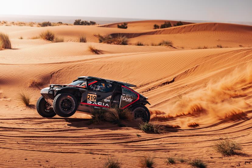 ATTENTION EDITORS - HAND OUT PICTURES - EDITORIAL USE ONLY - MANDATORY CREDIT 'DACIA SANDRIDERS CONTENT POOL'  This handout picture, distributed by Eric Dupain on Tuesday 14 October 2025, shows the car of Sebastien Loeb and Edouard Boulanger at the stage 2 of the Rally of Morocco in Erfoud, Morocco.  BELGA PHOTO HANDOUT DACIA SANDRIDERS CONTENT POOL  Belga and Belga Editorial Board decline all responsibility regarding the content of this picture.