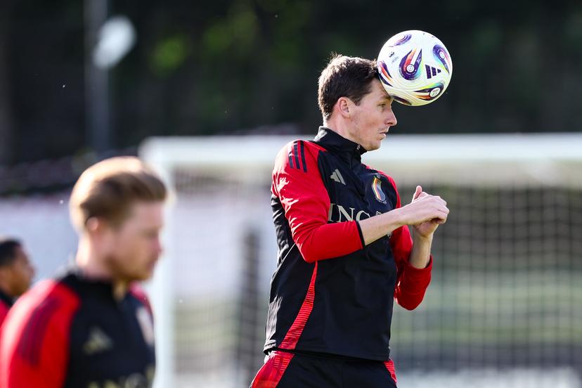 Belgium's Hans Vanaken pictured during a training session of Belgian national soccer team the Red Devils, Monday 02 June 2025, in Tubize. The team is preparing for the World Cup 2026 qualifier games against North-Macedonia (6 June) and Wales (9 June). BELGA PHOTO BRUNO FAHY