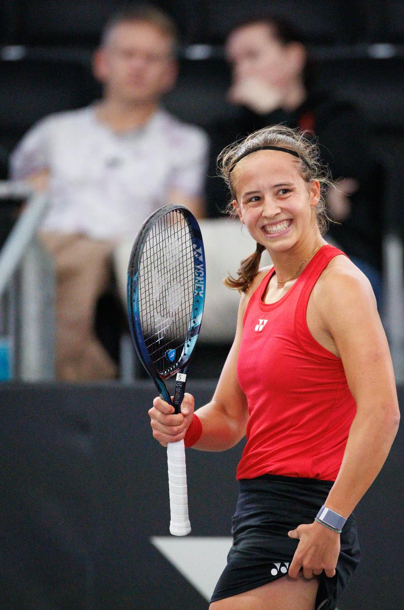 Belgian Hanne Vandewinkel reacts during the second game between Belgian Vandewinkel and Turkish Sonmez in the Billie Jean King Cup Play-offs, between Belgium and Turkey, on Saturday 15 November 2025 in Ismaning, Germany. PHOTO BENOIT DOPPAGNE