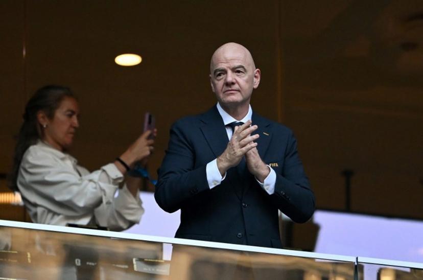 FIFA President Gianni Infantino attends the 2026 World Cup round of 32 football match between the Netherlands and Morocco at the Monterrey Stadium in Guadalupe on June 29, 2026.   CARL DE SOUZA / AFP