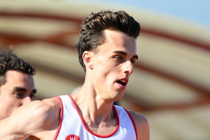 Belgian Pieter Sisk pictured in action during the men's 1500m, at the Belgian athletics championships, Sunday 26 July 2026 in Kessel-Lo, Leuven. BELGA PHOTO JILL DELSAUX