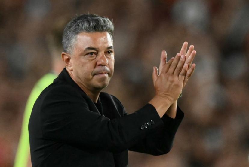 River Plate's head coach Marcelo Gallardo applauds the fans at the end of the Argentine Professional Football League 2026 Apertura Tournament match between River Plate and Banfield at the Mas Monumental Stadium in Buenos Aires on February 26, 2026.  Luis ROBAYO / AFP