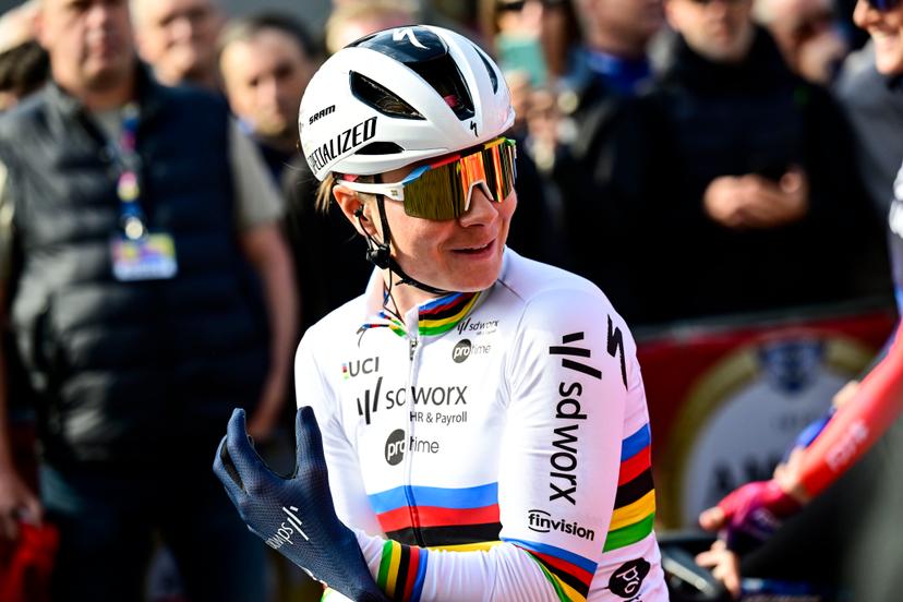 Belgian Lotte Kopecky of SD Worx-Protime pictured at the start of the women elite 'Amstel Gold Race' one day cycling race, 157,4 km from Maastricht to Valkenburg, The Netherlands, Sunday 20 April 2025. BELGA PHOTO DIRK WAEM
