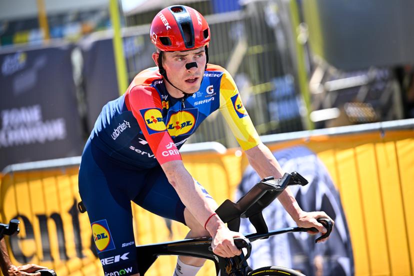 Spanish Juan Ayuso Pesquera of Lidl-Trek pictured during a training ahead of the first stage of the 2026 Tour de France cycling race, a team time trial of 19km with start and finish in Barcelona, Spain, Saturday 04 July 2026. The 113th edition of the Tour de France starts on Saturday 4 July in Barcelona, Spain, and will finish in Paris, France on the 26th of July.  BELGA PHOTO JASPER JACOBS
