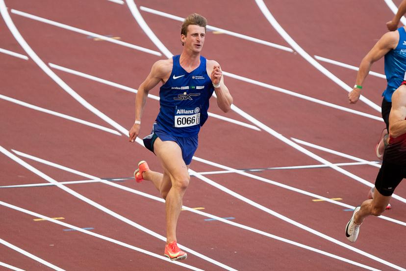 Alexander Doom pictured in action during the Belgian athletics championships, Sunday 03 August 2025 in Brussels. The Belgian championships take place from 2-3 August, 2025. BELGA PHOTO KRISTOF VAN ACCOM