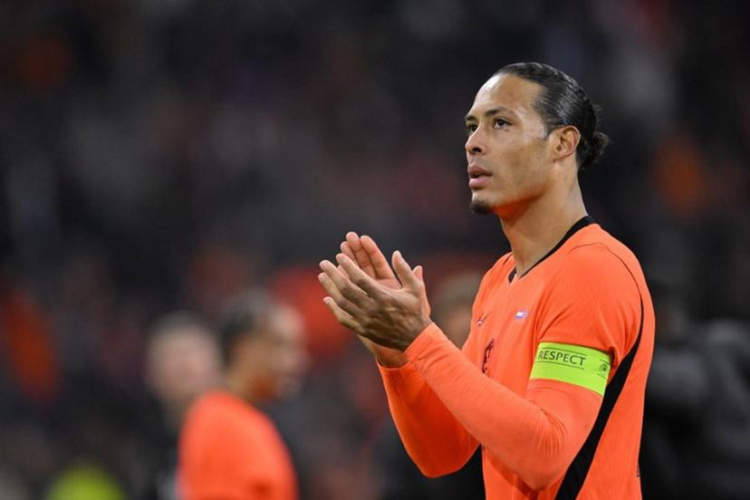 Netherlands' defender #04 Virgil van Dijk reacts at the end of the friendly football match between the Netherlands and Norway at the Johan Cruijff Arena in Amsterdam on March 27, 2026.   JOHN THYS / AFP