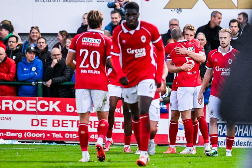 Thibo Somers of Antwerp FC celebrates after scoring during a soccer match between KSK Heist and Royal Antwerp FC, Saturday 17 October 2026 in Heist-op-den-Berg, a game in the 1/16 final of the Croky Cup Belgian cup competition. BELGA PHOTO TOM GOYVAERTS