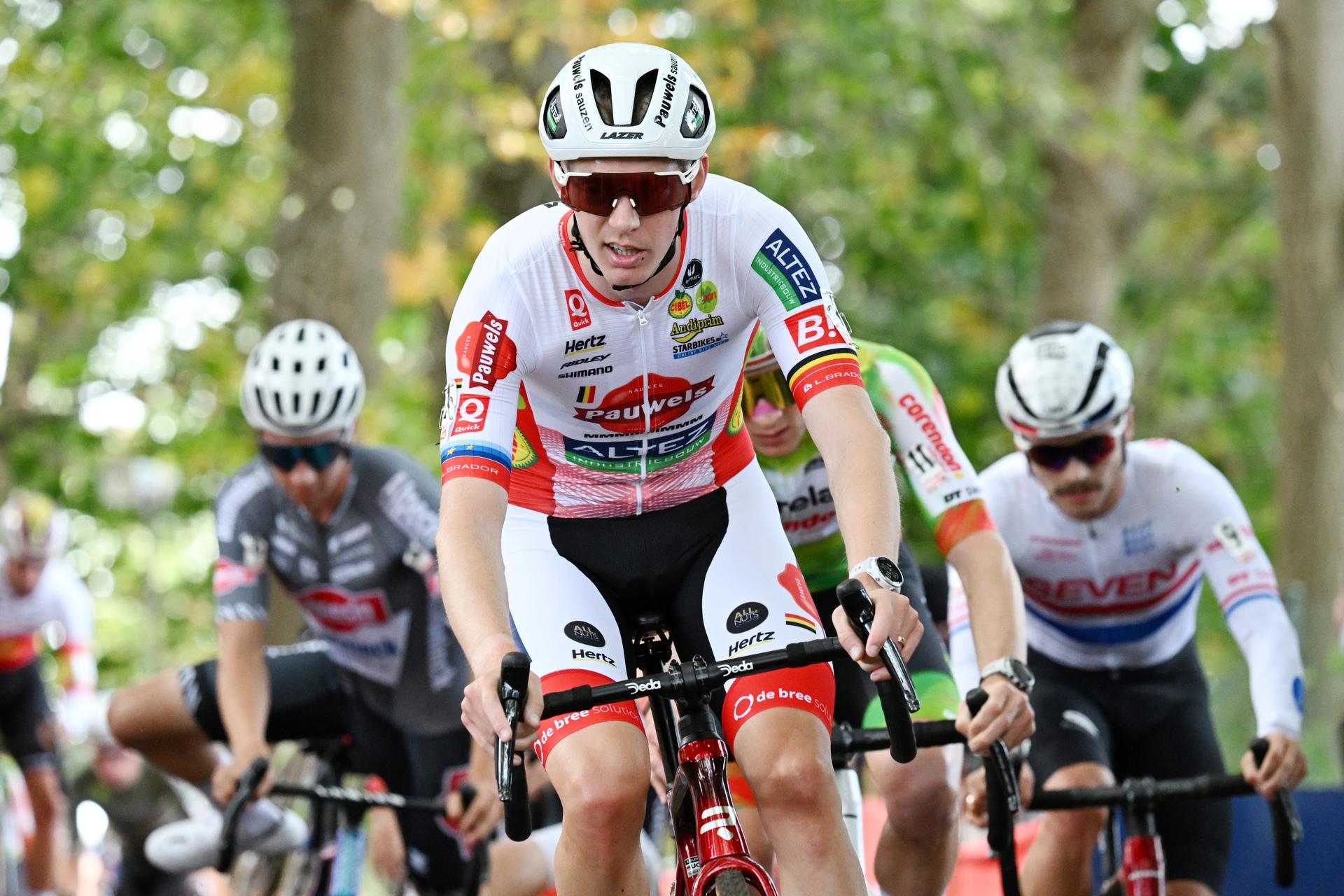 Belgian Michael Vanthourenhout pictured in action during the men's elite race of the Exact Cross, stage 1 (out of 7) in the Exact Cross cyclocross competition, in Meulebeke, on Saturday 04 October 2025. BELGA PHOTO MAARTEN STRAETEMANS