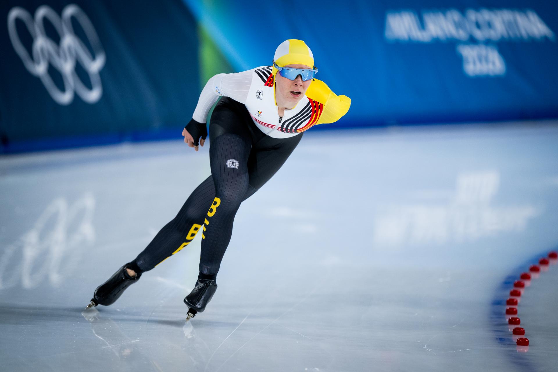 Belgian speed skater Sandrine Tas pictured in action during the Women's 5000m speed skating race at the Milano Cortina 2026 Olympic Winter Games, on Thursday 12 February 2026 in Milan, Italy. The XXV Winter Olympics take place from 6 to 22 February 2026 in Italy. BELGA PHOTO JASPER JACOBS