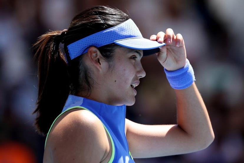 Britain's Emma Raducanu reacts on a point to Austria's Anastasia Potapova during their women's singles match on day four of the Australian Open tennis tournament in Melbourne on January 21, 2026.  Martin KEEP / AFP