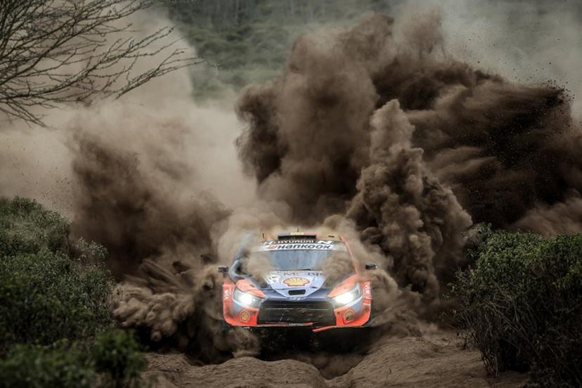 Hyundai Shell Mobis World Rally Team's Belgian driver Thierry Neuville steers his Hyundai i20 N Rally1 with Belgian co-driver Martijn Wydaeghe during the World Rally Championship (WRC) Safari Rally Kenya Special Stage 7 (SS7) in Gilgil on March 21, 2025.  Luis TATO / AFP