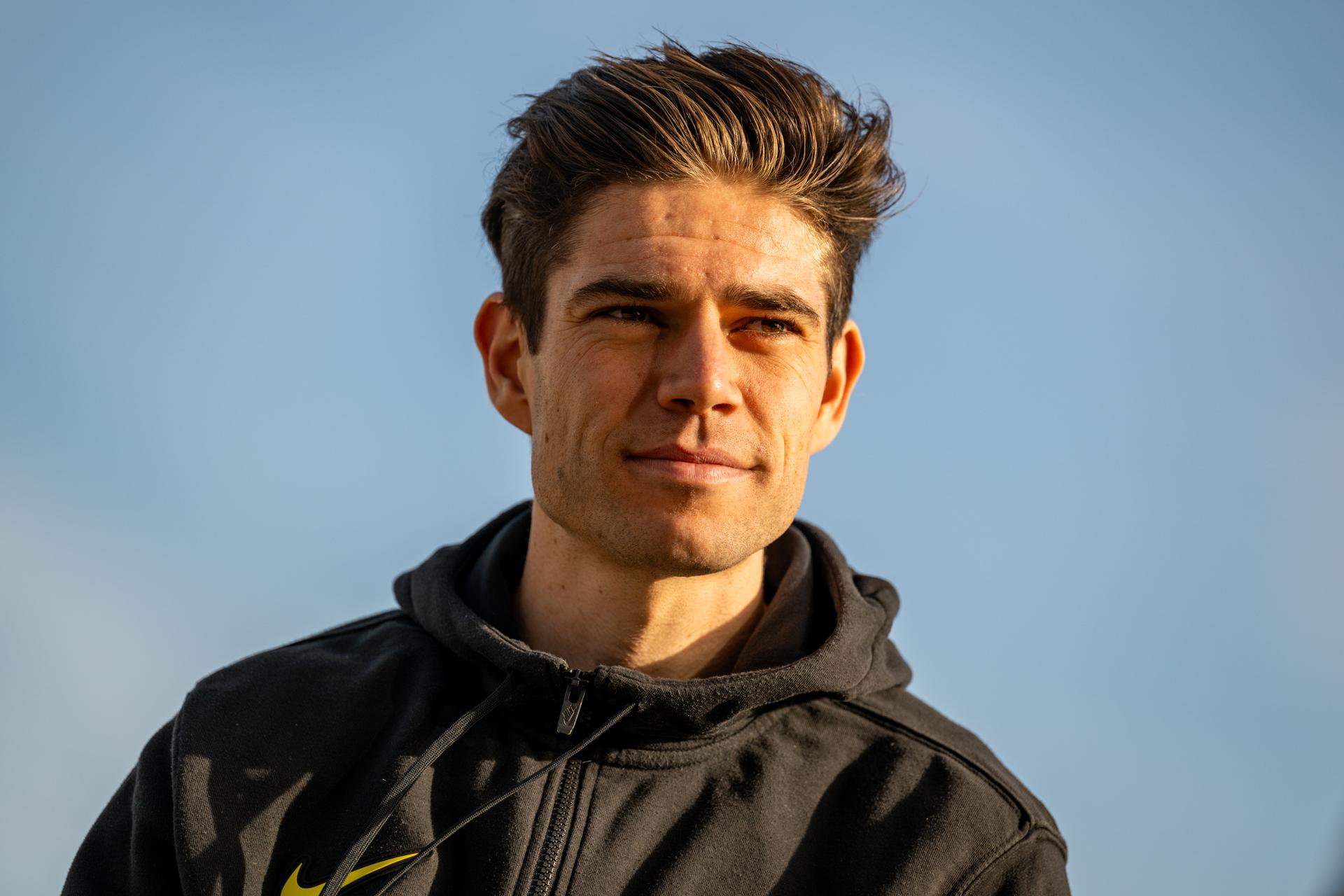 Belgian Wout van Aert pictured during the team presentation of the Team Visma-Lease a Bike cycling team in Alicante, Spain, Tuesday 13 January 2026. BELGA PHOTO DAVID PINTENS