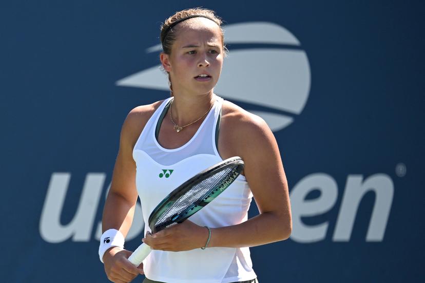Belgian Hanne Vandewinkel pictured in action during a tennis game against Australian Hon, in the third round of the qualifications for the women's singles of the 2025 US Open Grand Slam tennis tournament in New York City, USA, Friday 22 August 2025. BELGA PHOTO TONY BEHAR