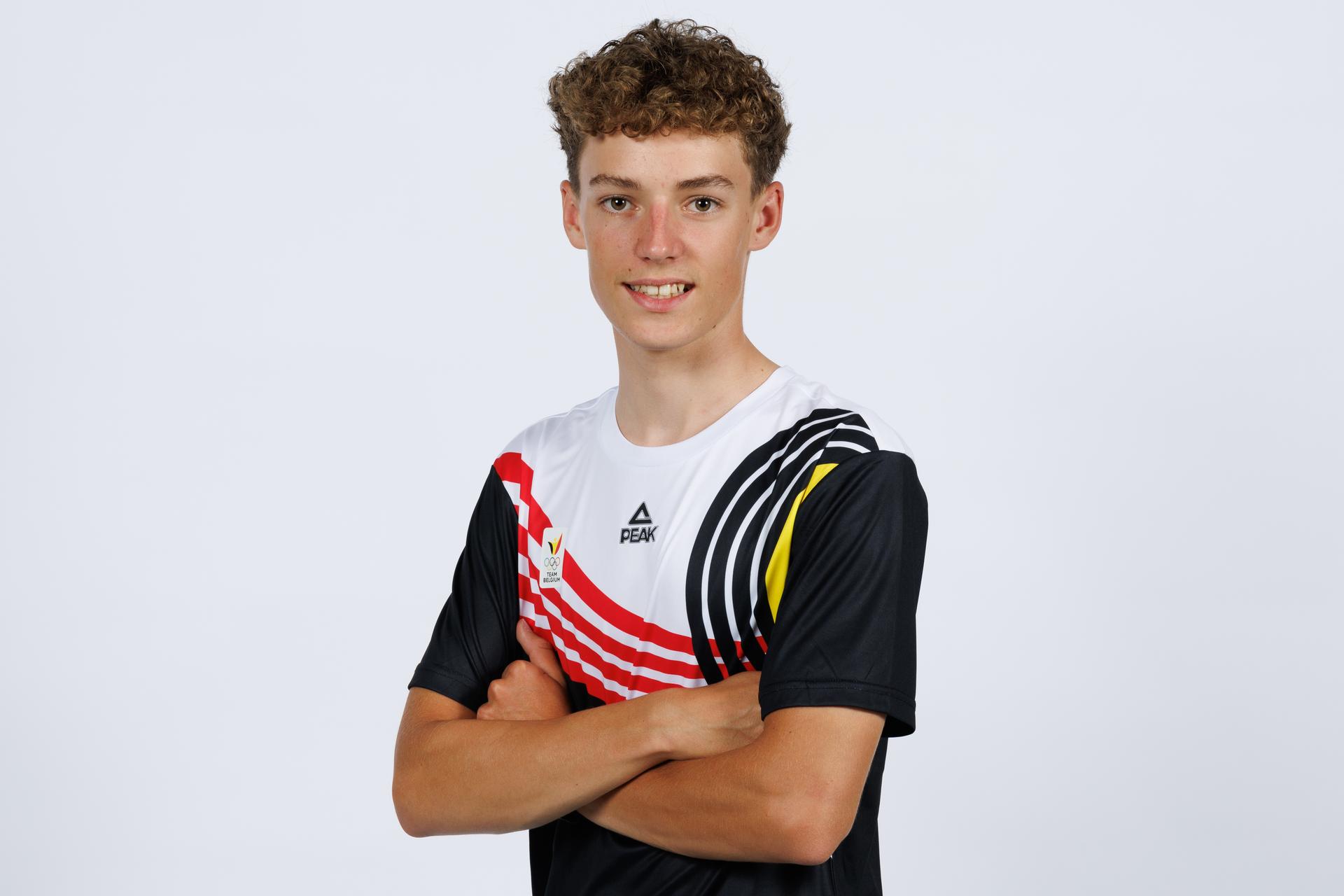 Lars Peers poses during a team building of Team Belgium in preparation of the EYOF2025 European Youth Olympics Festival, Tuesday 15 July 2025, in Louvain-La-Neuve. BELGA PHOTO BENOIT DOPPAGNE