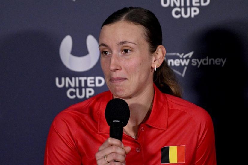 Belgium's Elise Mertens speaks during a press conference ahead of the United Cup tennis tournament in Sydney on January 2, 2026.  Izhar KHAN / AFP