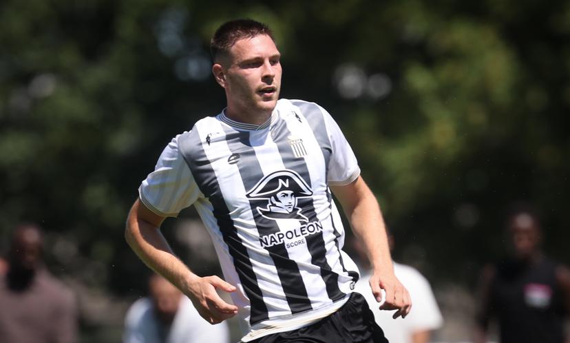 Charleroi's Aurelien Scheidler pictured in action during a friendly soccer game between Belgian first division team Sporting Charleroi and French second division team Stade de Reims on Saturday 11 July 2026 in Charleroi, in preparation of the upcoming 2026-2027 Belgian soccer season. BELGA PHOTO VIRGINIE LEFOUR