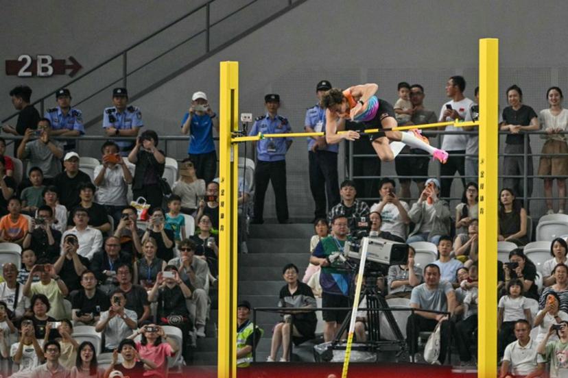 Sweden's Armand Duplantis competes in the men's pole vault event during the Shanghai/Keqiao Diamond League athletics meeting in Keqiao, Shaoxing in China's eastern Zhejiang province on May 16, 2026.  HECTOR RETAMAL / AFP
