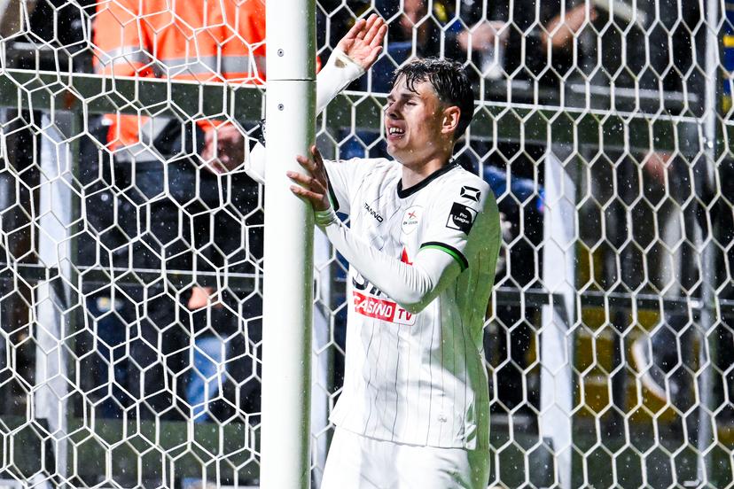 OHL's Casper Terho reacts after missing a big chance during a soccer match between KVC Westerlo and Oud-Heverlee Leuven, Sunday 05 October 2025 in Westerlo, on day 10 of the 2025-2026 'Jupiler Pro League' first division of the Belgian championship. BELGA PHOTO TOM GOYVAERTS