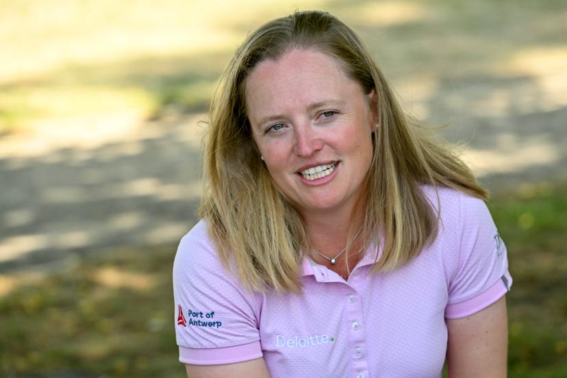 athlete Manon De Roey pictured during a press conference in the marge of the fourth and final round of the Soudal Open golf tournament, in Schilde, Sunday 15 May 2022. The Soudal Open, a tournament of the DP World Tour, takes place in Belgium from 12 to 15 May. BELGA PHOTO DIRK WAEM