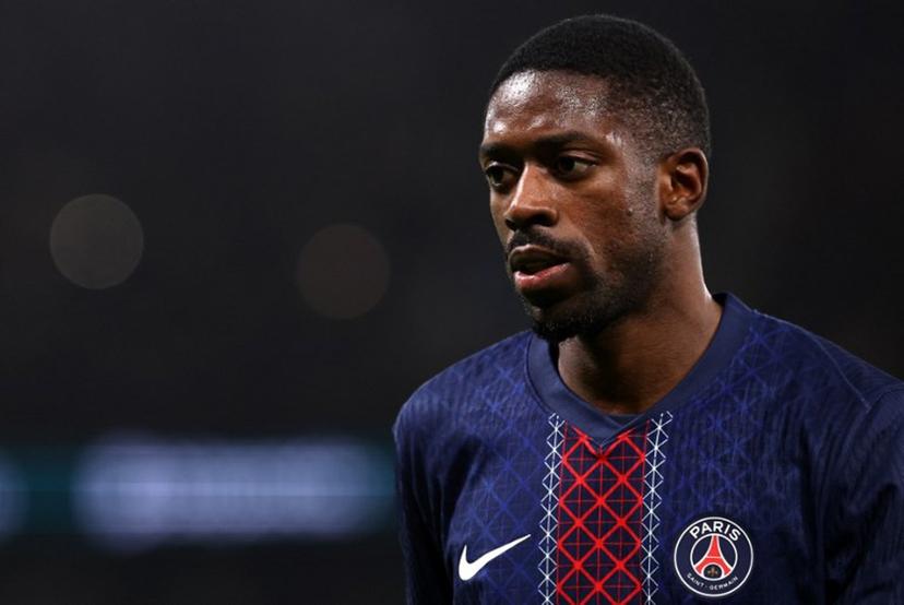 Paris Saint-Germain's French forward #10 Ousmane Dembele reacts during the French L1 football match between Paris Saint-Germain (PSG) and Stade Rennais FC at the Parc des Princes stadium in Paris on December 6, 2025.  FRANCK FIFE / AFP