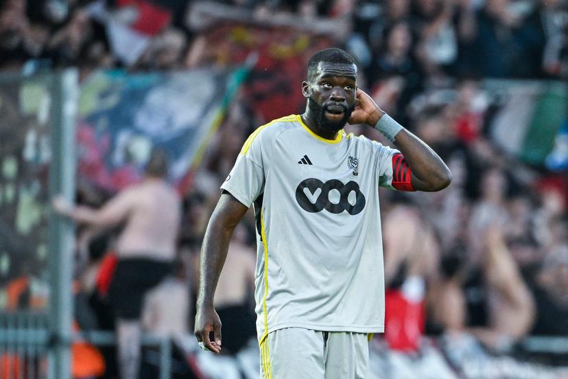 Standard's Wilfried Kanga looks dejected during a soccer match between KV Mechelen and Standard de Liege, Saturday 25 May 2024 in Mechelen, on day 10, the last day of the 2023-2024 season of the 'Jupiler Pro League' first division of the Belgian championship. BELGA PHOTO TOM GOYVAERTS