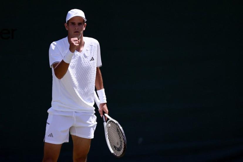 Spain's Rafael Jodar reacts as he plays against Spain's Pablo Carreno Busta during their men's singles second round tennis match on the fourth day of the 2026 Wimbledon Championships at The All England Lawn Tennis and Croquet Club in Wimbledon, southwest London, on July 2, 2026.  Henry NICHOLLS / AFP