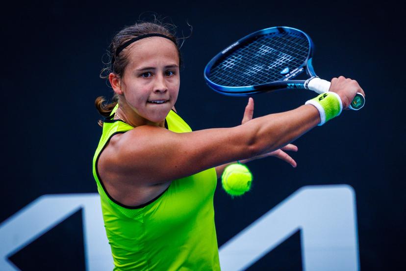 Belgium¿s Hanne Vandewinkel during a qualifying match against USA¿s Carol Young Suh at the Australian Open, Melbourne Park, Melbourne, January 13, 2026.    Photo by Patrick Hamilton/SIPA USA) ---  BENELUX ONLY     ---