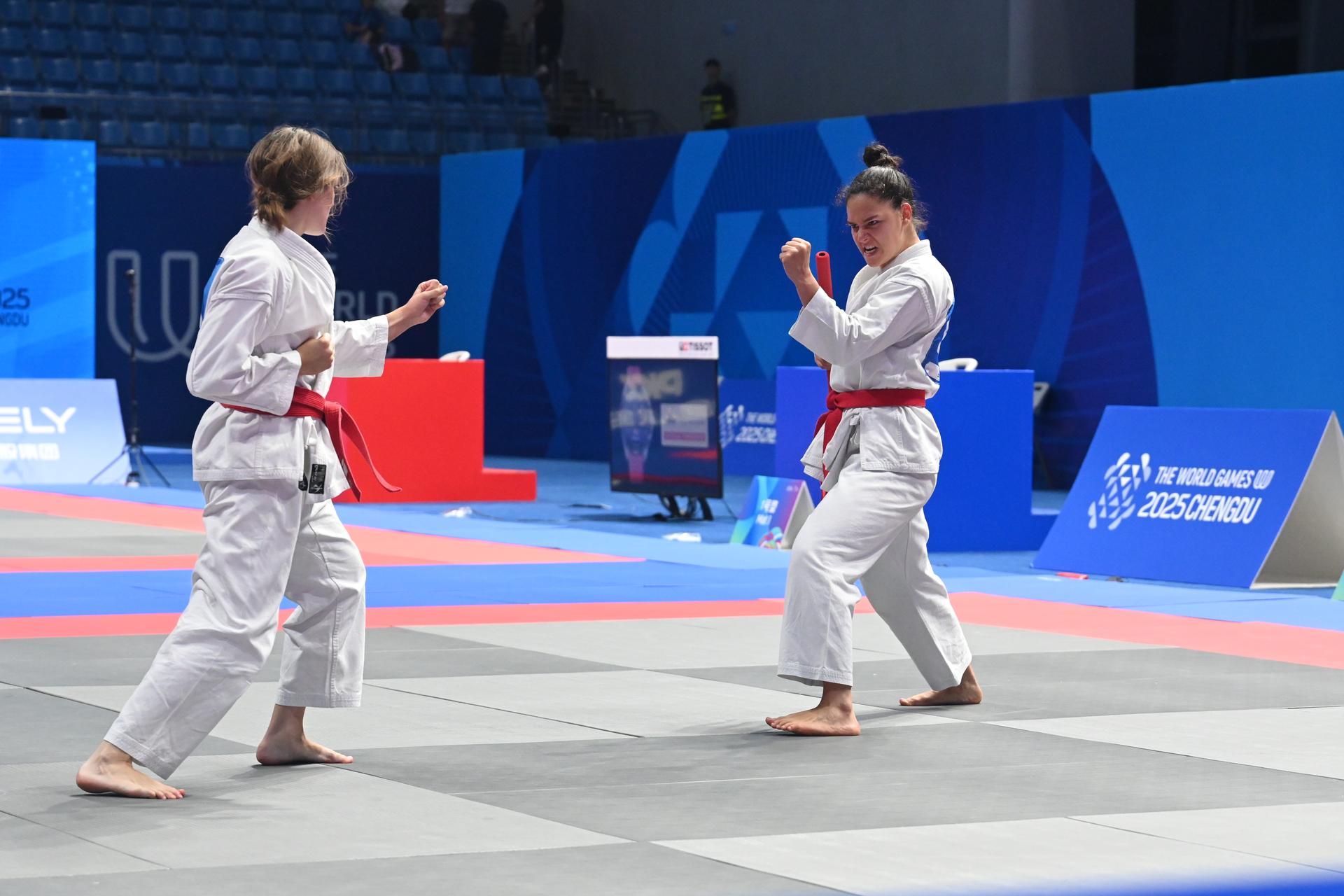 ATTENTION EDITORS - HANDOUT PICTURE - EDITORIAL USE ONLY - MANDATORY CREDIT BOIC - COIB   - Morgan Rapilly and Loane Collie participate in the ju-jitsu Duo Team Open during the World Games 2025, in Chenghdu, China, on Saturday 9 August 2025. This year, the World Games take place from 07 to 17 augustus. PHOTO HANDOUT BOIC - COIB